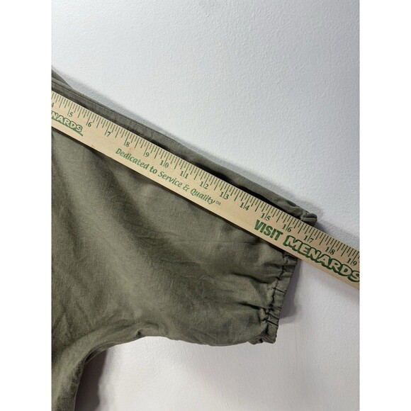 Kendal + Kylie Cropped Top Womens Linen Blend Green Balloon Lagenlook Boho Sz M - Picture 5 of 13